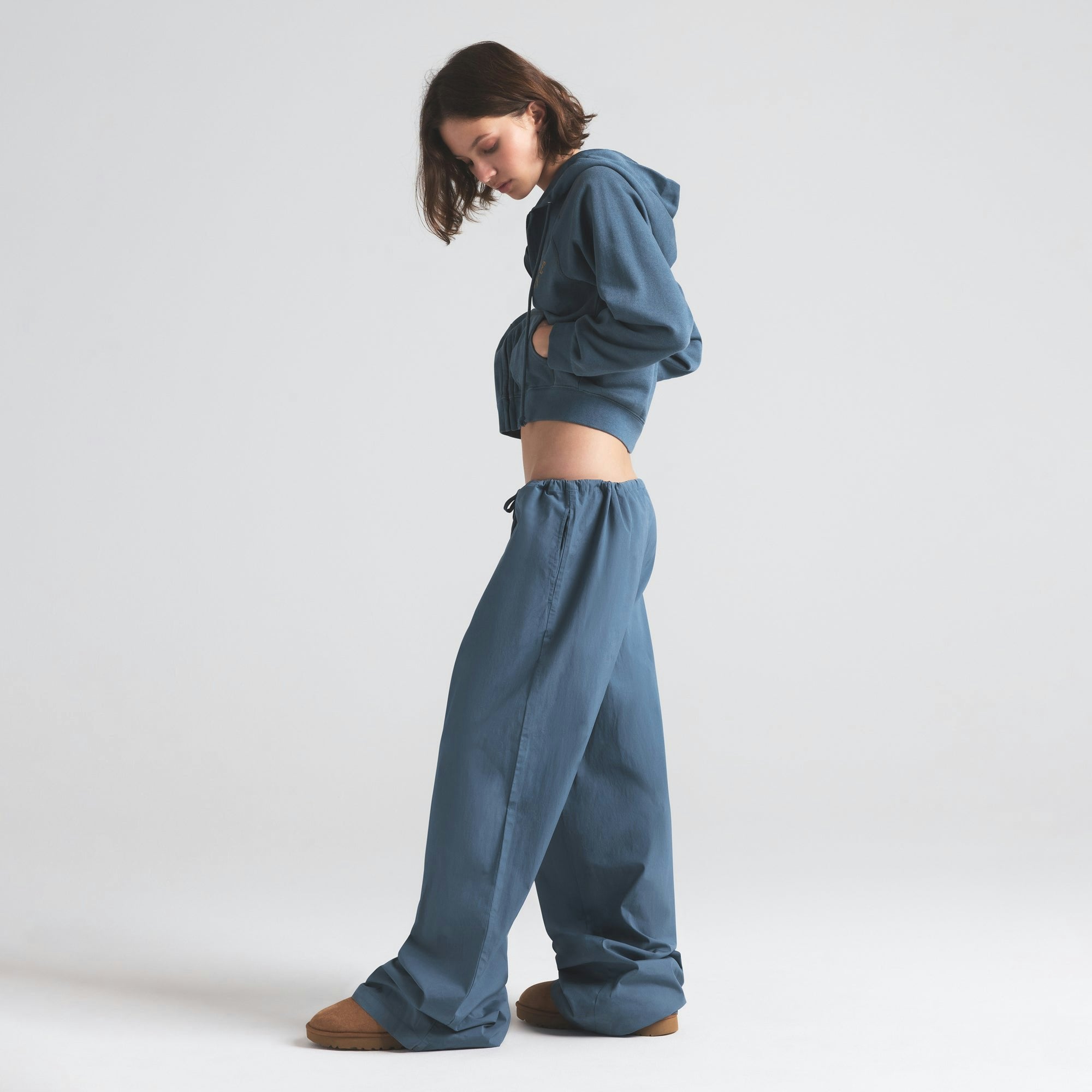 COTTON POPLIN STRAIGHT LEG PANT