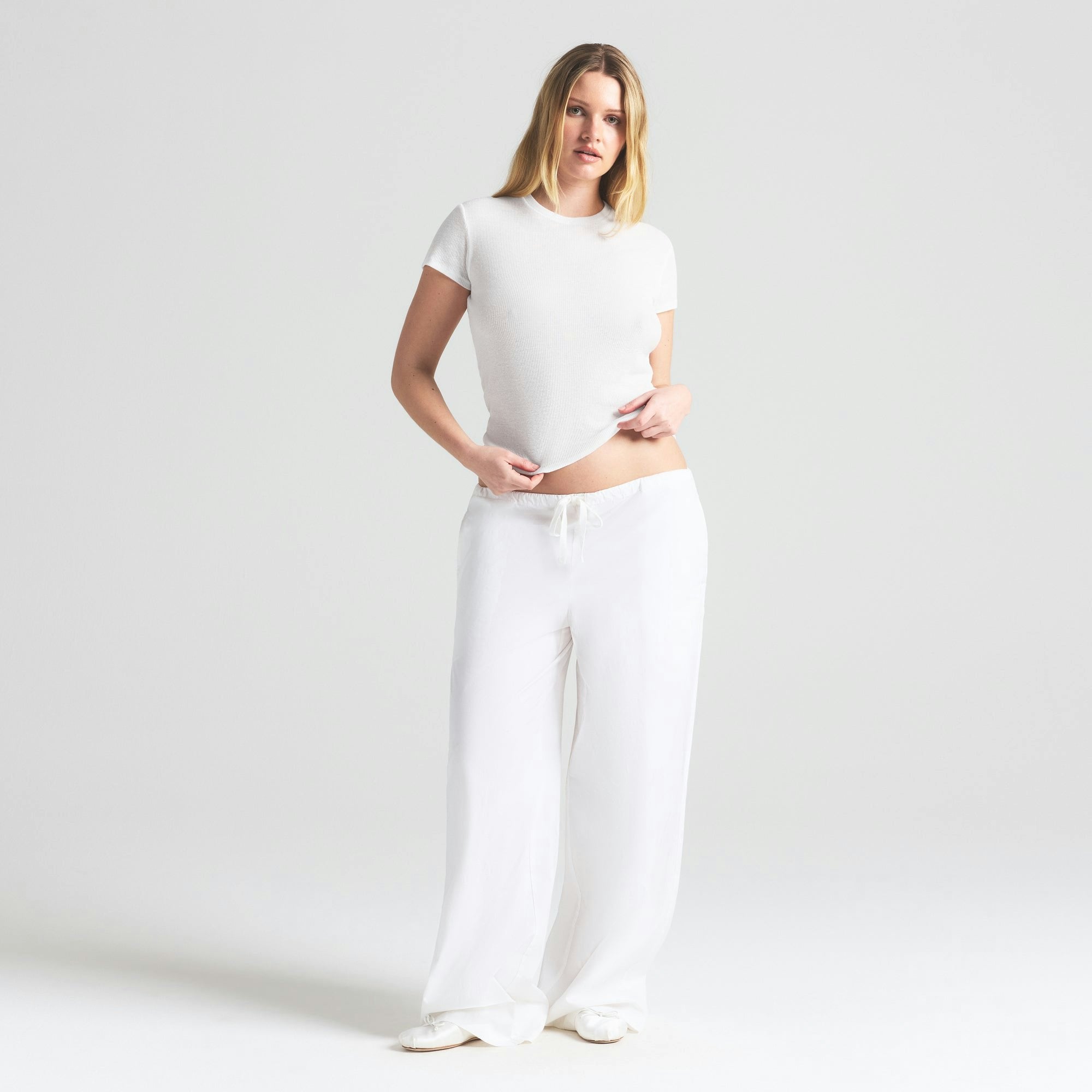COTTON POPLIN STRAIGHT LEG PANT