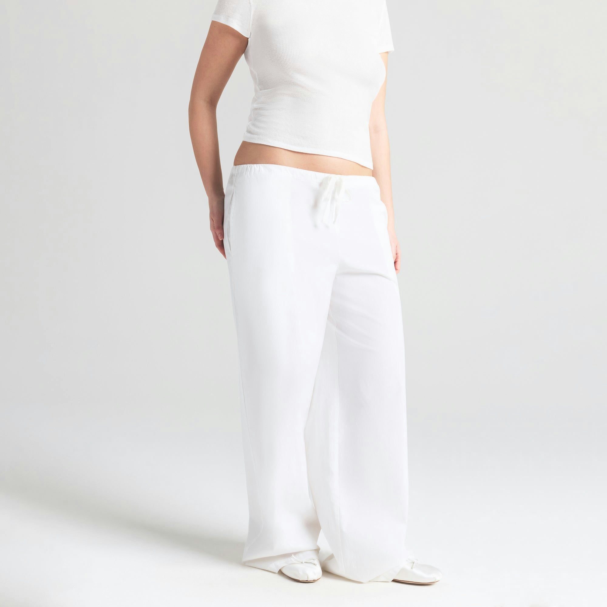COTTON POPLIN STRAIGHT LEG PANT