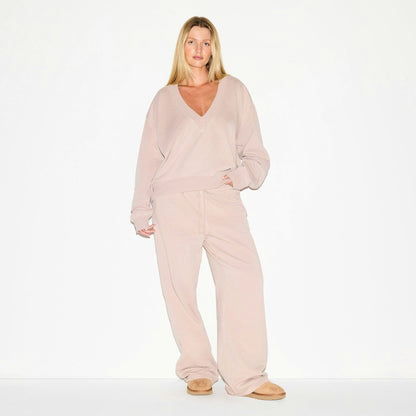 Skims Boyfriend Fleece Oversized Straight Leg Pant Light Fawn