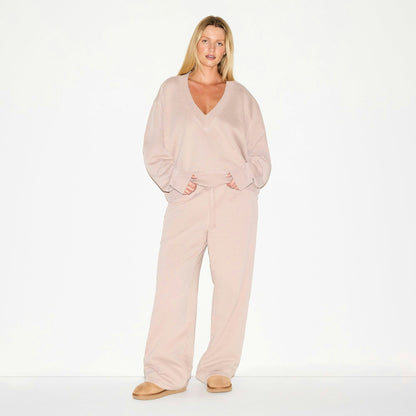 Skims Boyfriend Fleece Oversized Straight Leg Pant Light Fawn