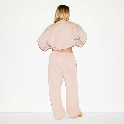 Skims Boyfriend Fleece Oversized Straight Leg Pant Light Fawn