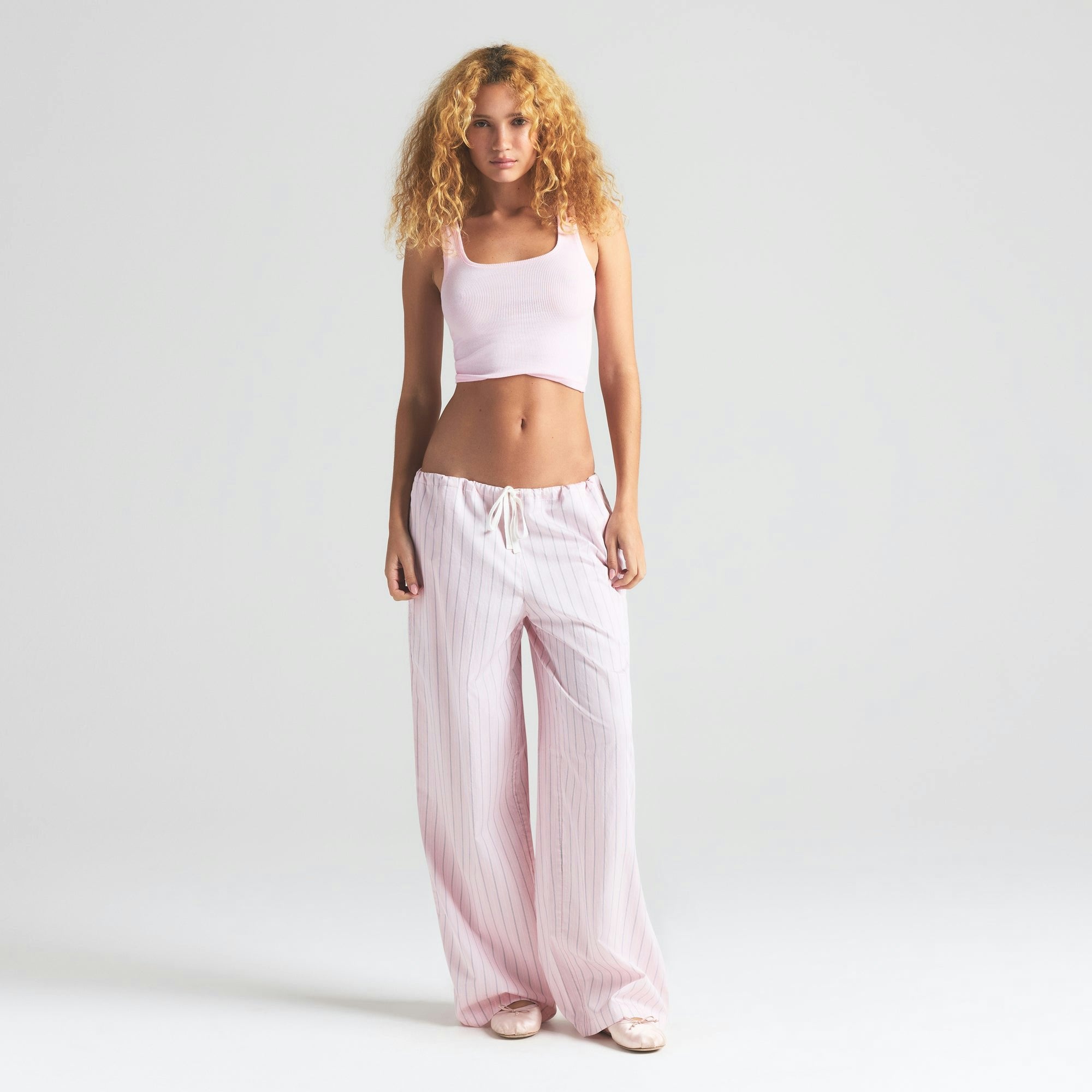 COTTON POPLIN STRAIGHT LEG PANT