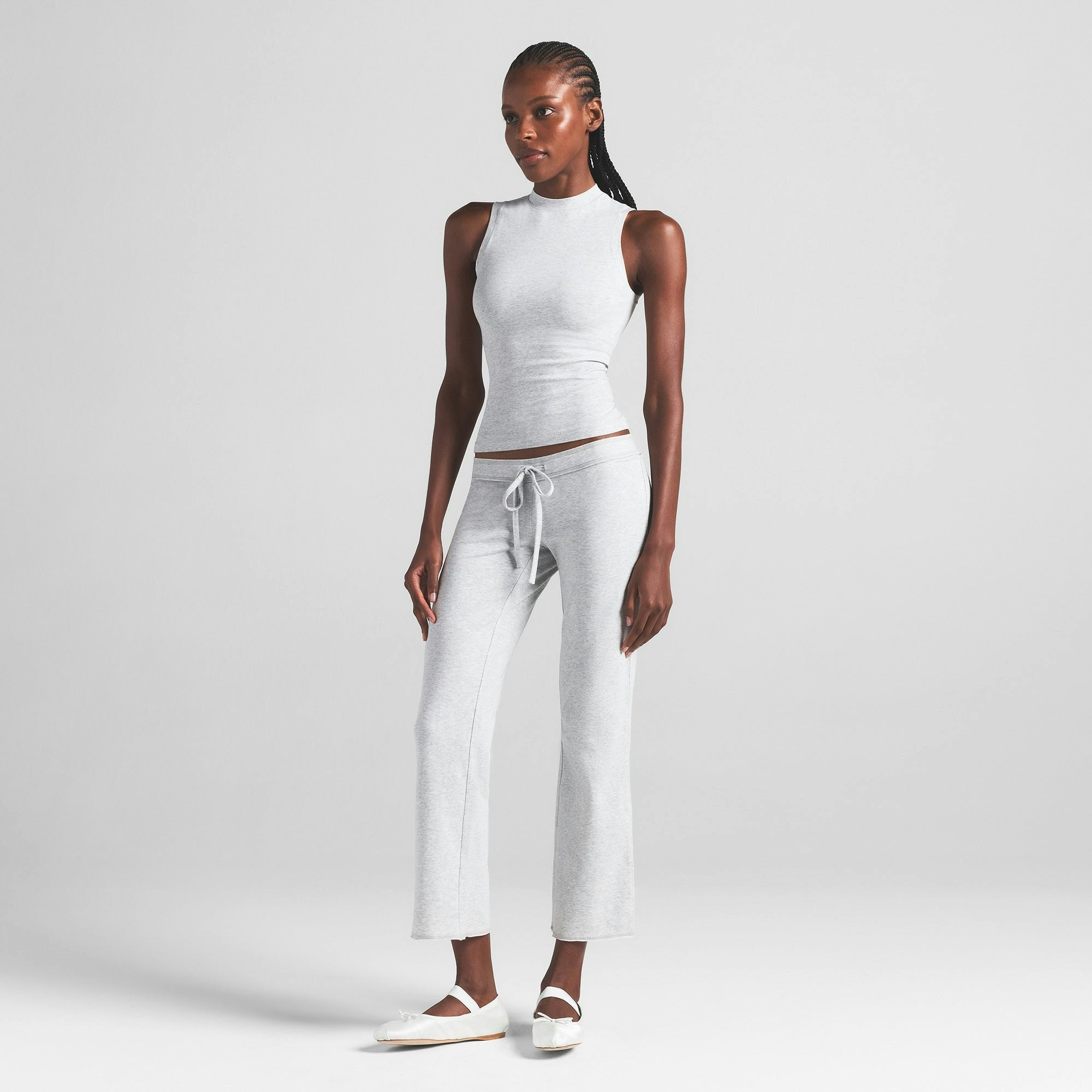 COTTON JERSEY LOW RISE CROP PANT