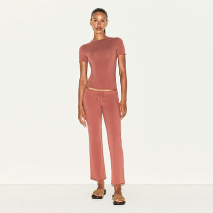COTTON JERSEY LOW RISE CROP PANT