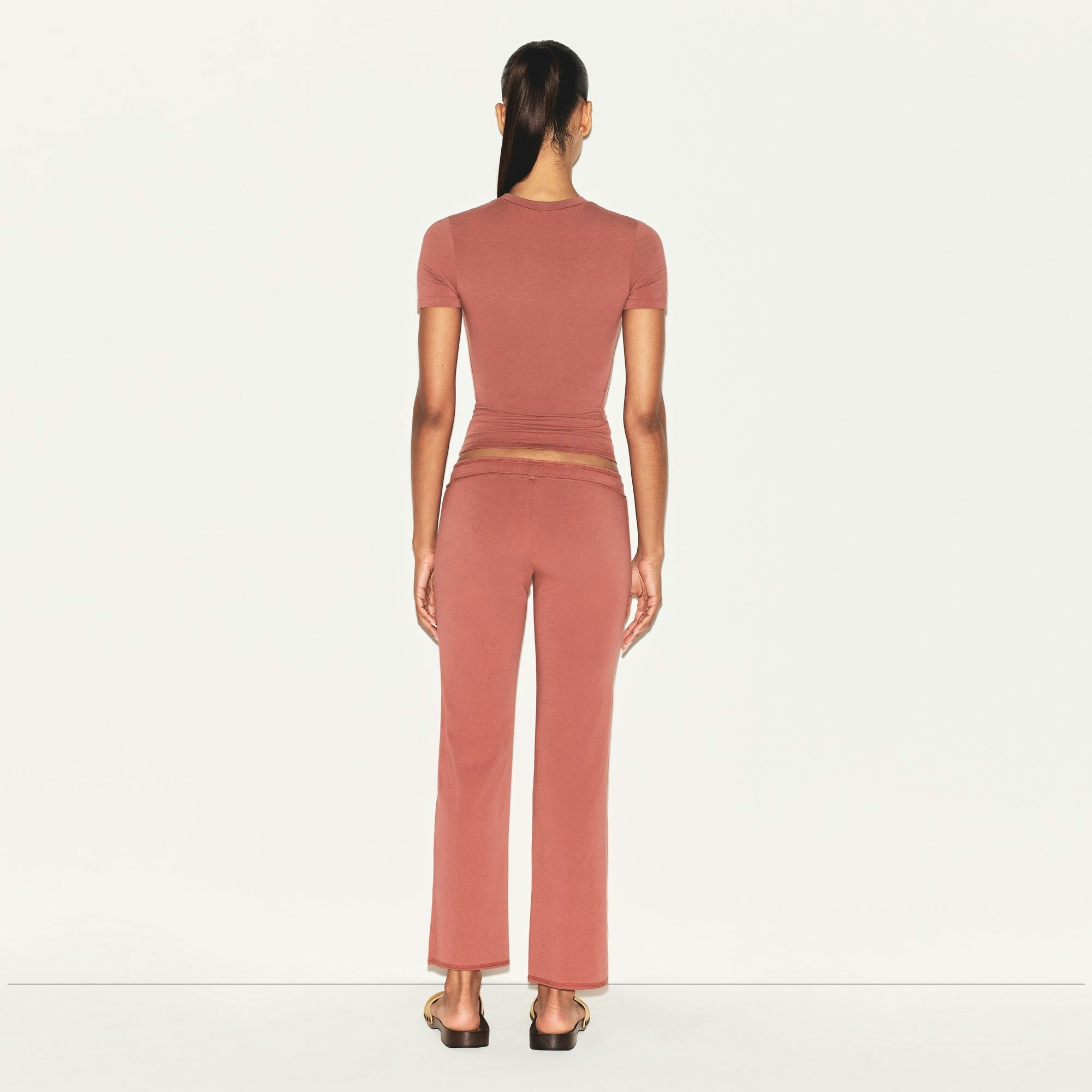 COTTON JERSEY LOW RISE CROP PANT