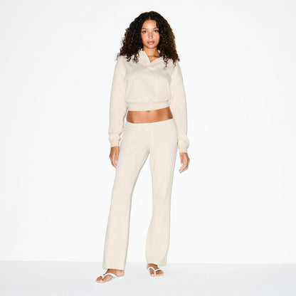 COTTON FLEECE LOW RISE SLIM PANT