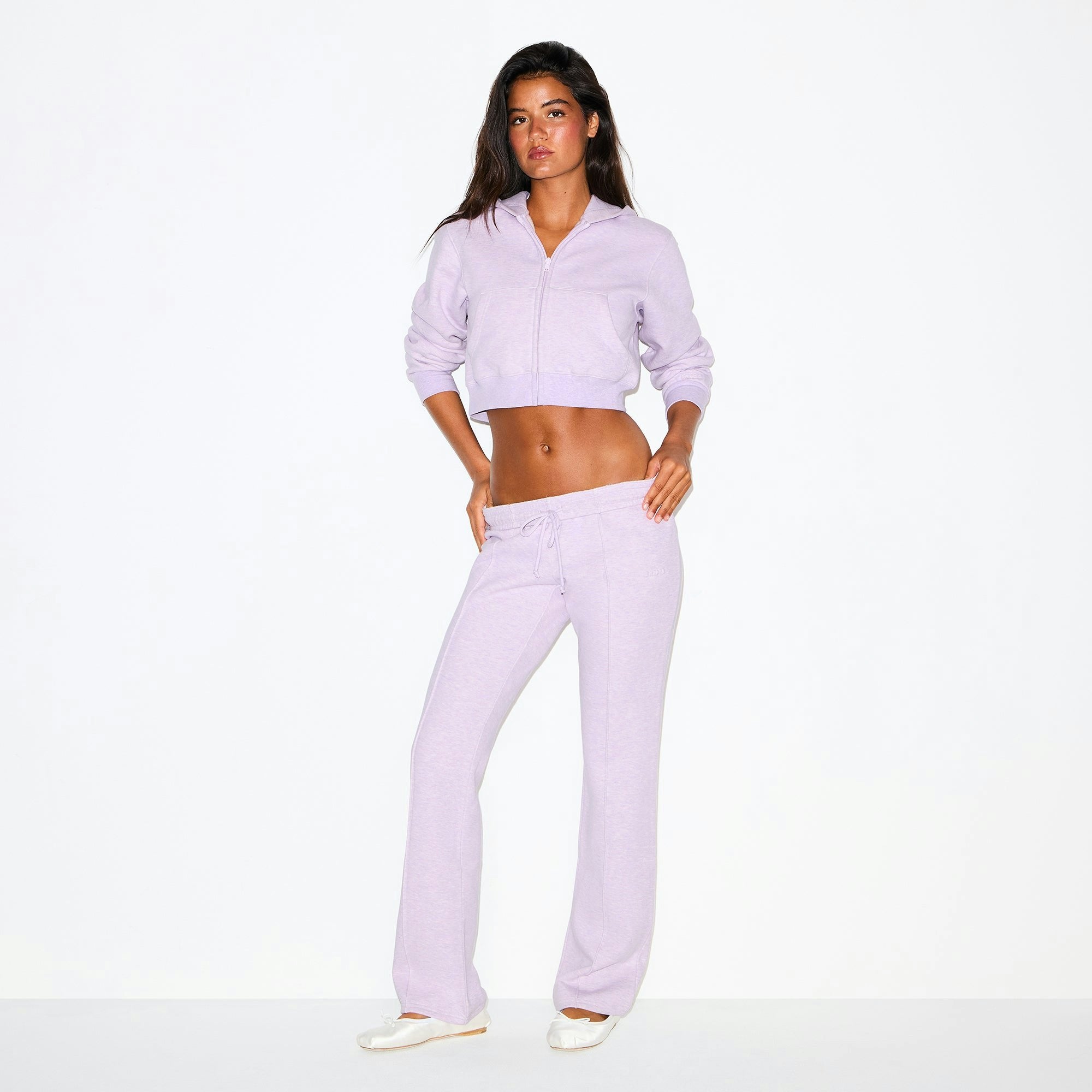 COTTON FLEECE LOW RISE SLIM PANT