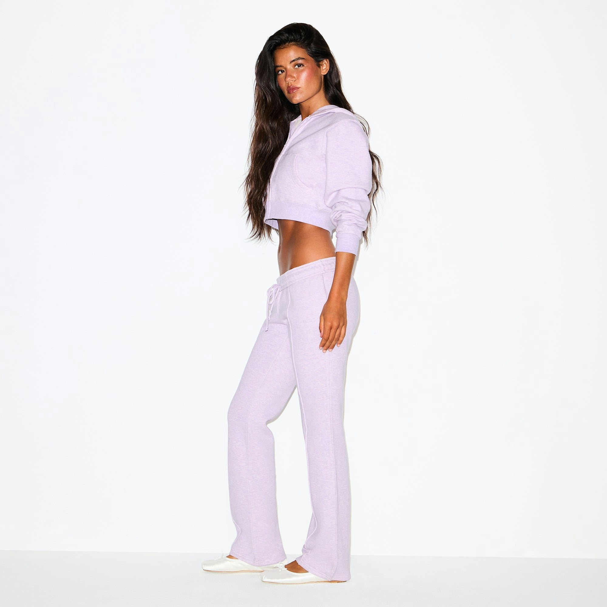 COTTON FLEECE LOW RISE SLIM PANT
