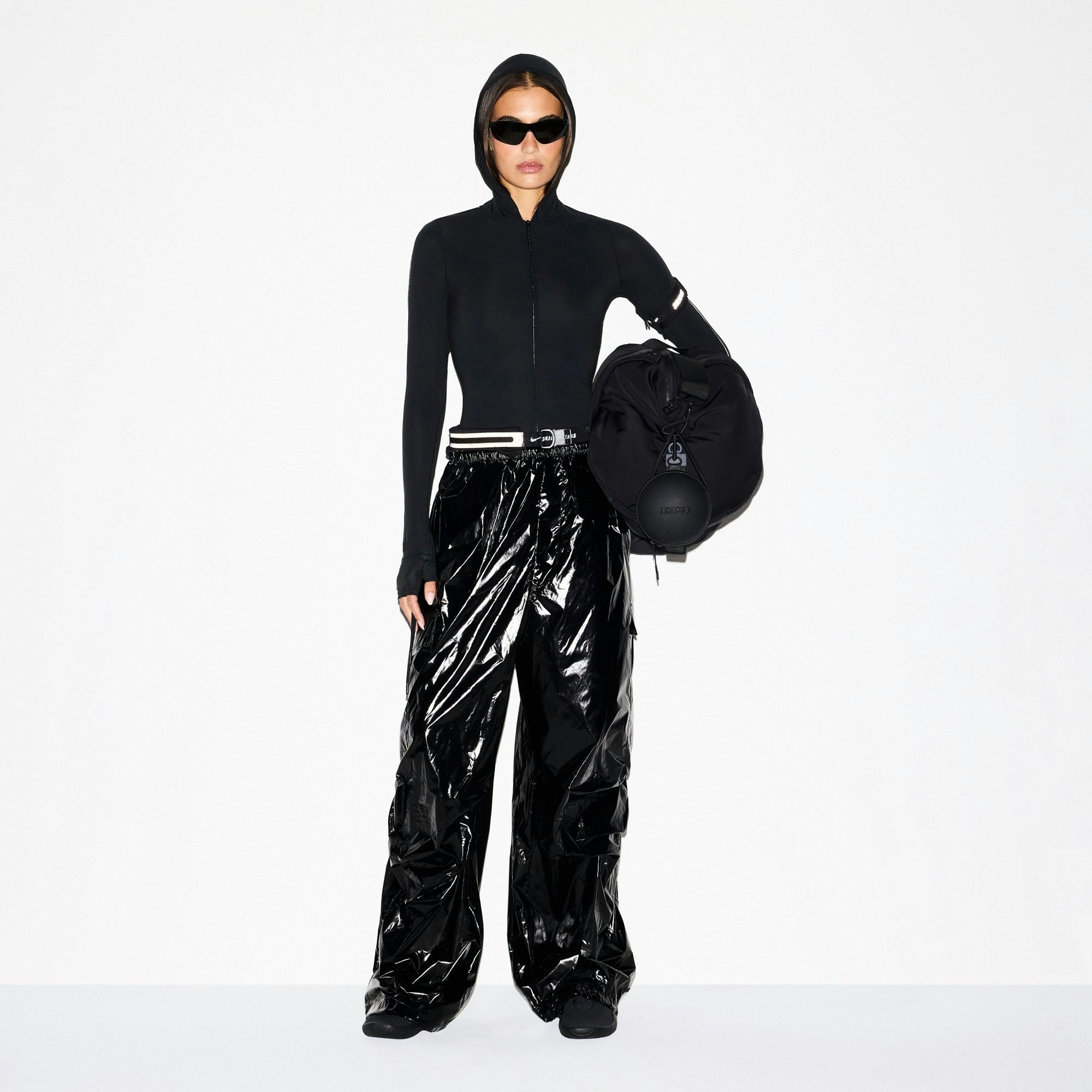 Skims Nikeskims Accessories Shiny Nylon Cargo Pant Obsidian
