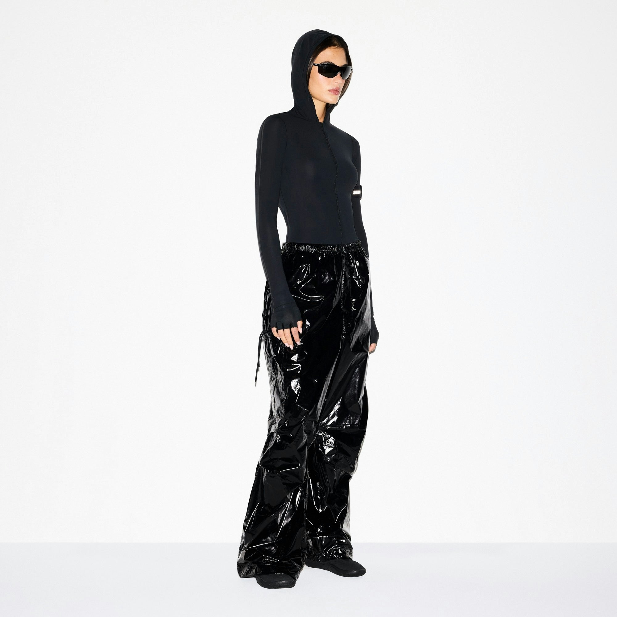 Skims Nikeskims Accessories Shiny Nylon Cargo Pant Obsidian