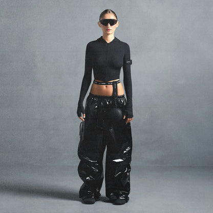 Skims Nikeskims Accessories Shiny Nylon Cargo Pant Obsidian