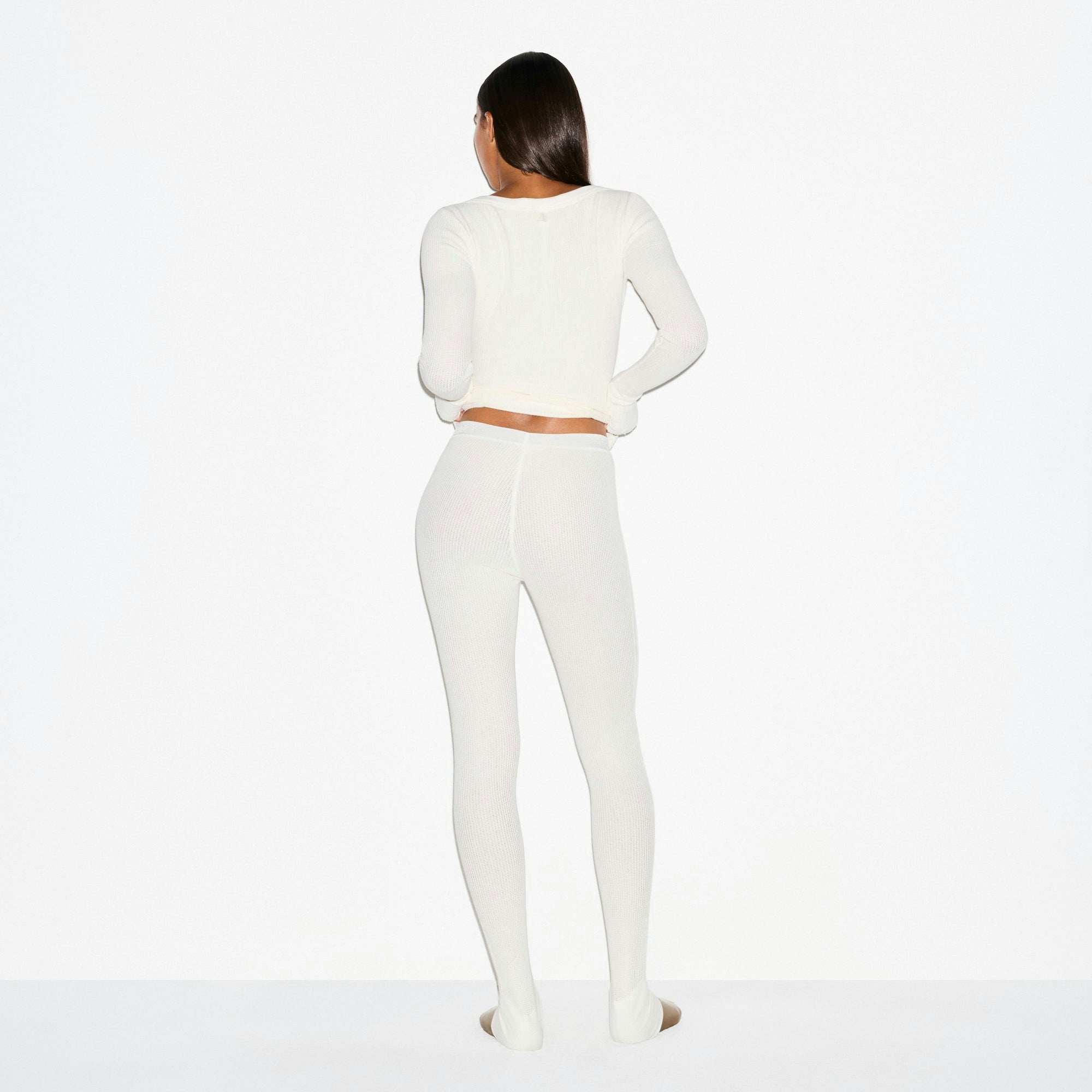 Skims Heavy Waffle Button Front Legging Ivory