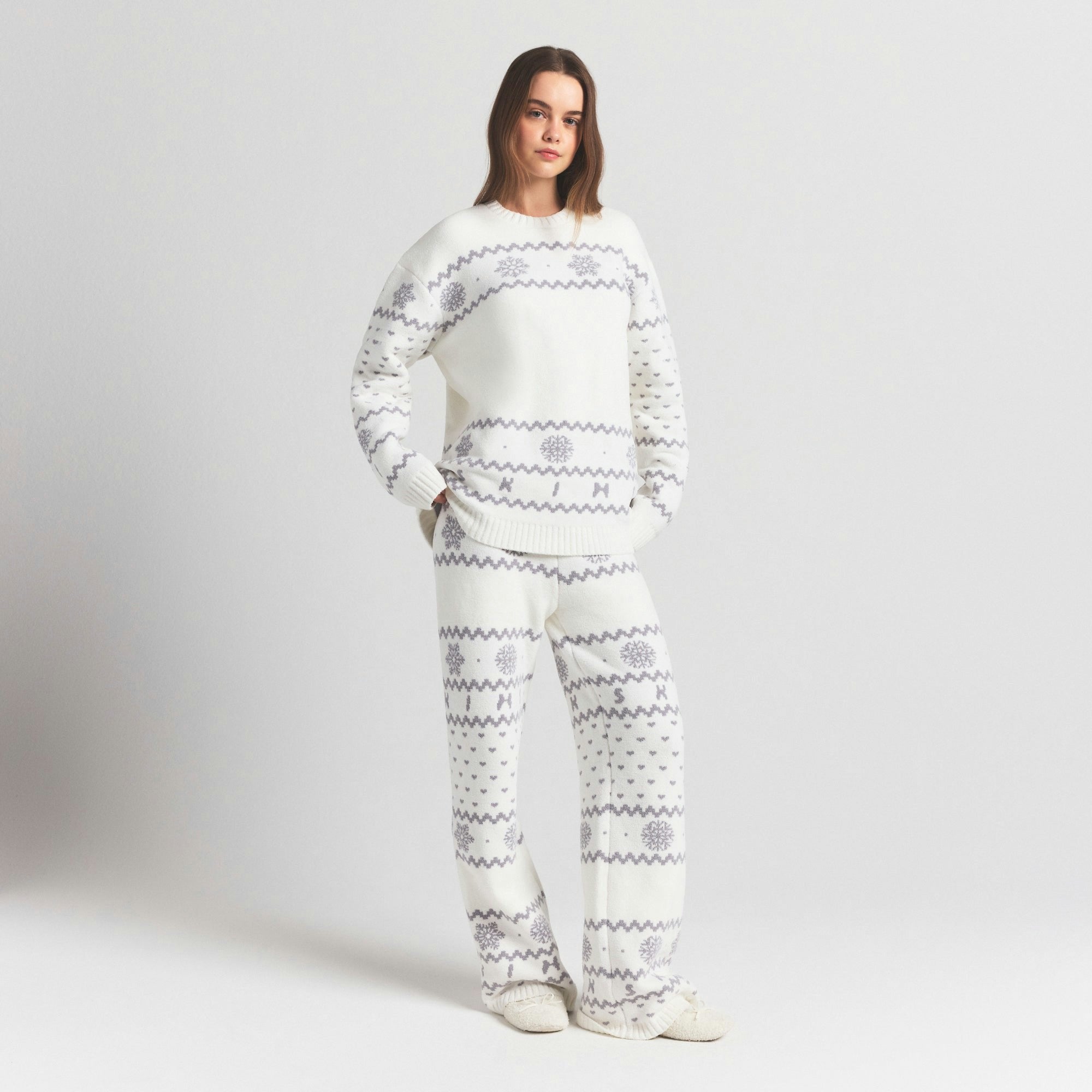 Skims Cozy Light Pant Marble Heart Fair Isle