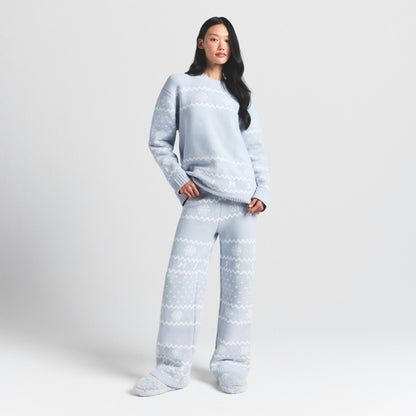 Skims Cozy Light Pant Zen Blue Heart Fair Isle