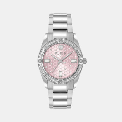 Philipp Plein Plein Icon Chain Women Quartz Pink Dial Analog Stainless Steel Watch Pw1Fa0125