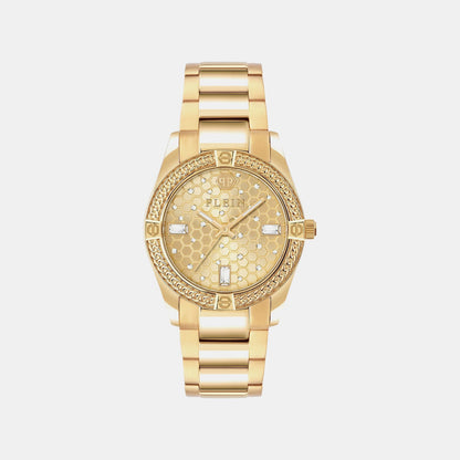 Philipp Plein Plein Icon Chain Women Quartz Gold Dial Analog Stainless Steel Watch Pw1Fa0425