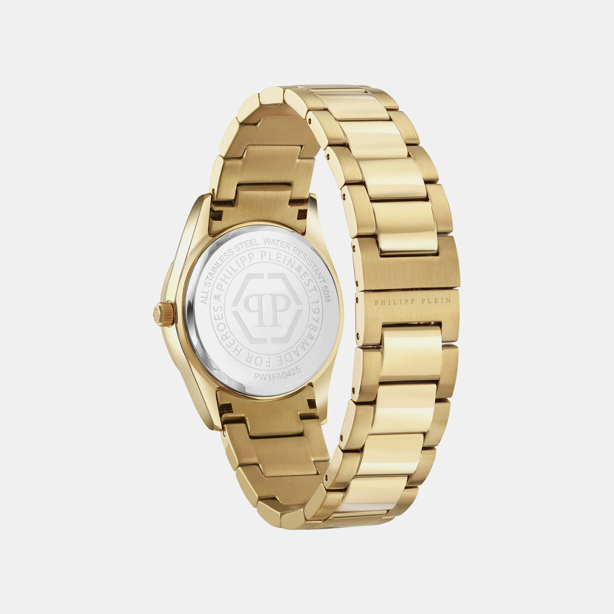 Philipp Plein Plein Icon Chain Women Quartz Gold Dial Analog Stainless Steel Watch PW1FA0425
