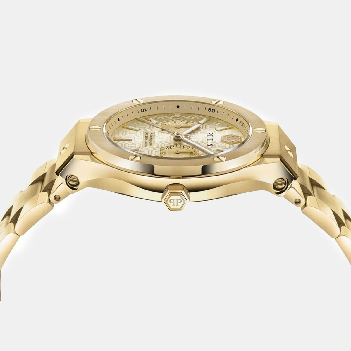 Philipp Plein Men Quartz Gold Dial Multi-Function Stainless Steel Watch PW1GA0526