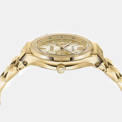 Philipp Plein Men Quartz Gold Dial Multi-Function Stainless Steel Watch PW1GA0526