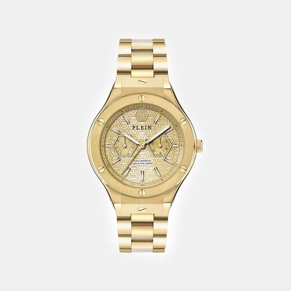 Philipp Plein Men Quartz Gold Dial Multi-Function Stainless Steel Watch PW1GA0526