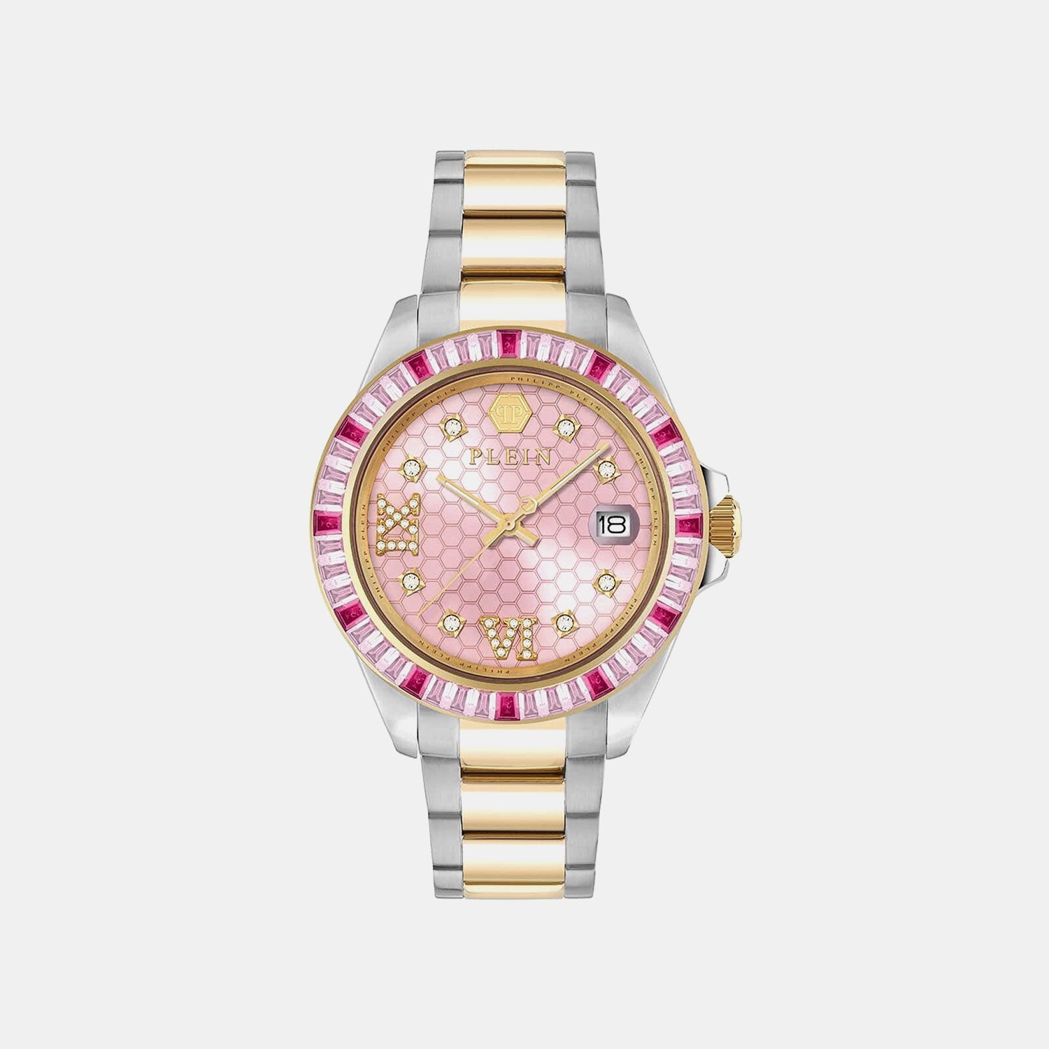 Philipp Plein Lady Empire Unisex Quartz Pink Dial Analog Stainless Steel Watch Pw2Fa0325