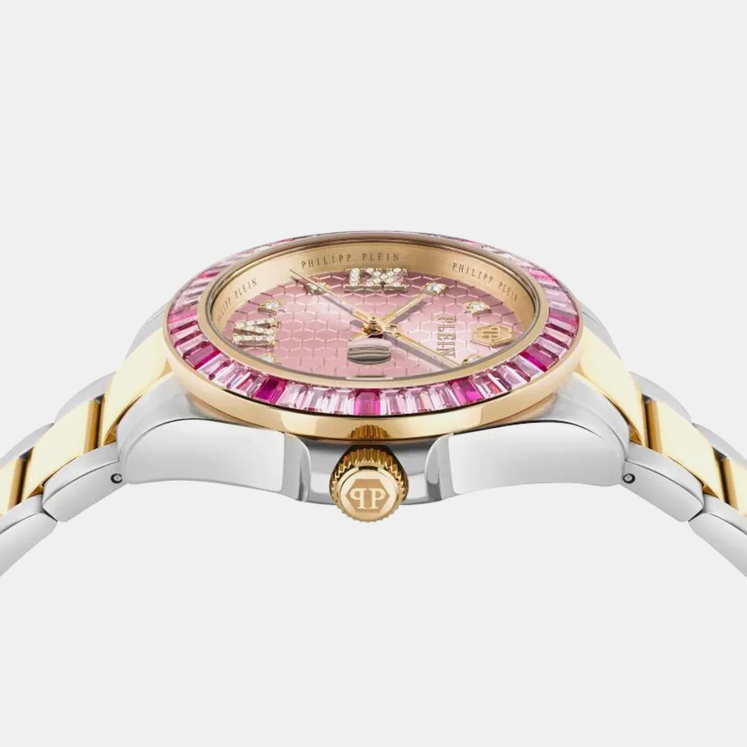 Philipp Plein Lady Empire Unisex Quartz Pink Dial Analog Stainless Steel Watch Pw2Fa0325