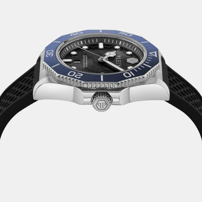 Philipp Plein Men Quartz Black Dial Analog Silicone Watch Pw2Ga0126