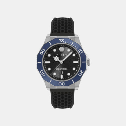Philipp Plein Men Quartz Black Dial Analog Silicone Watch Pw2Ga0126