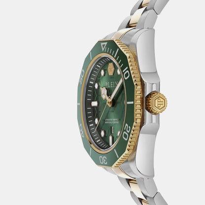 Philipp Plein Aquastorm Men Quartz Green Dial Analog Stainless Steel Watch PW2GA0526