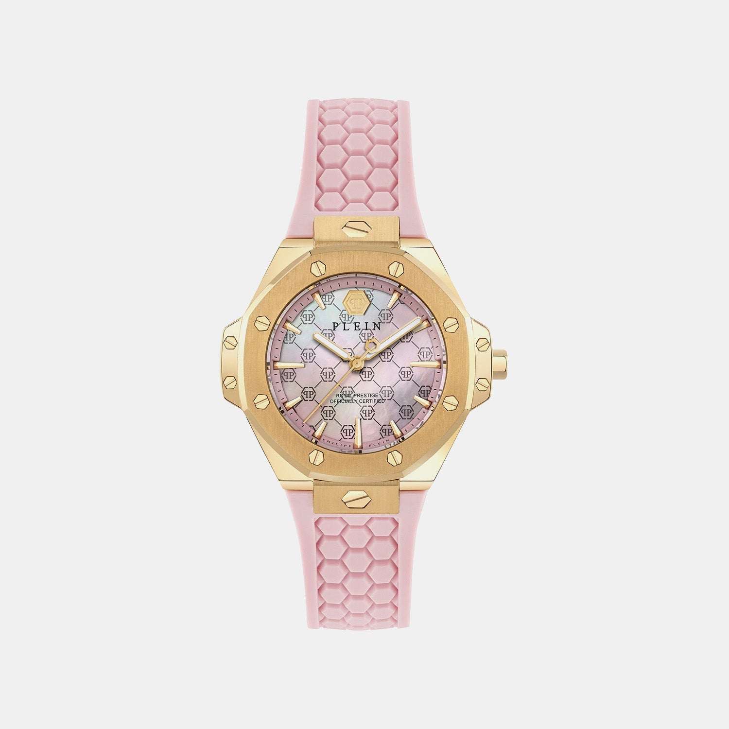 Philipp Plein Royal Prestige Women Quartz Mother Of Pearl Dial Analog Silicone Watch Pw4Fa0225
