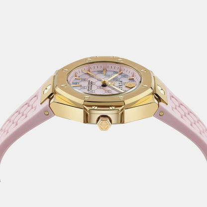 Philipp Plein Royal Prestige Women Quartz Mother Of Pearl Dial Analog Silicone Watch Pw4Fa0225