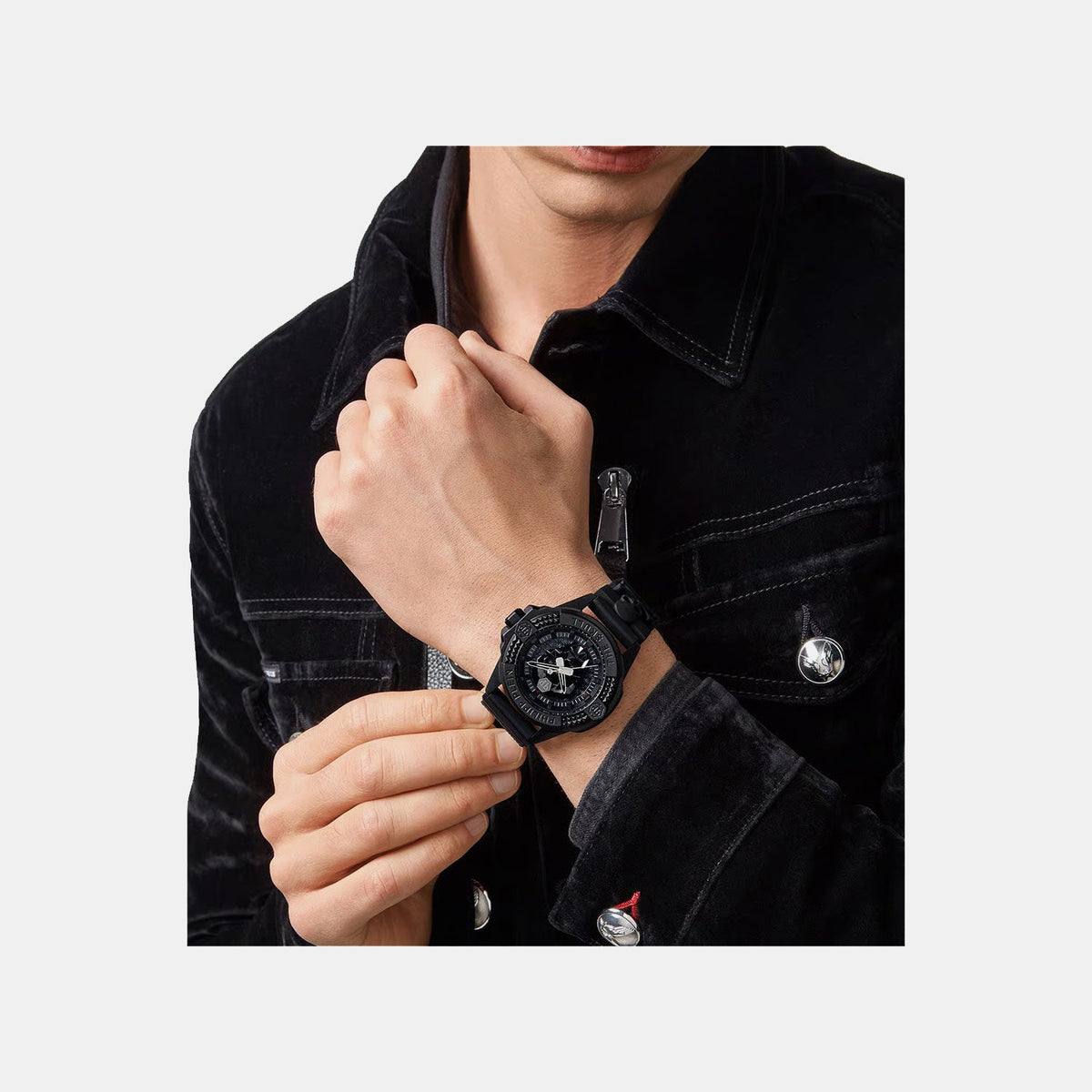 Philipp Plein Aaa - the Skull Men Quartz Black Dial Analog Silicone Watch PWAAA0721