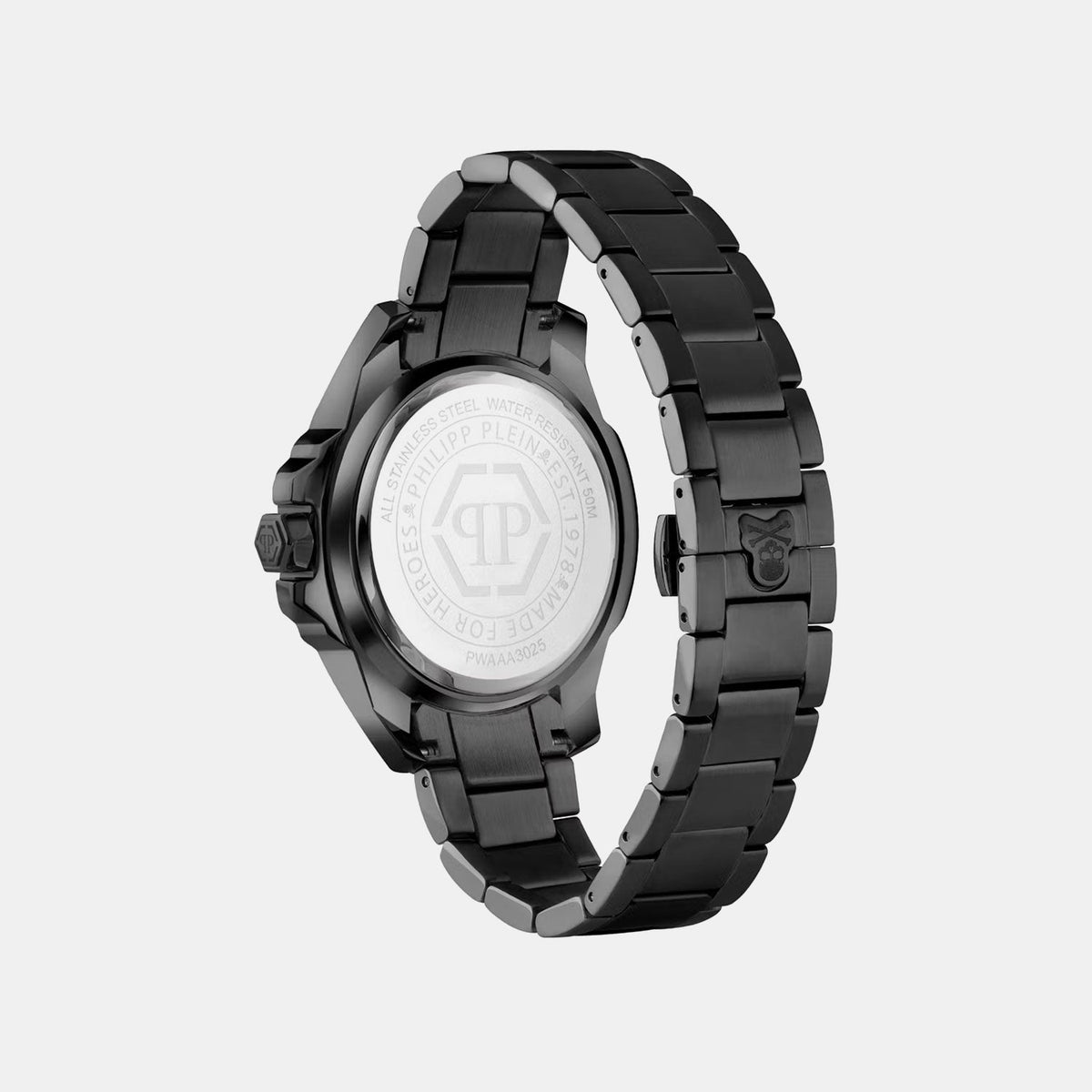 Philipp Plein Men Quartz Black Dial Analog Stainless Steel Watch PWAAA3025