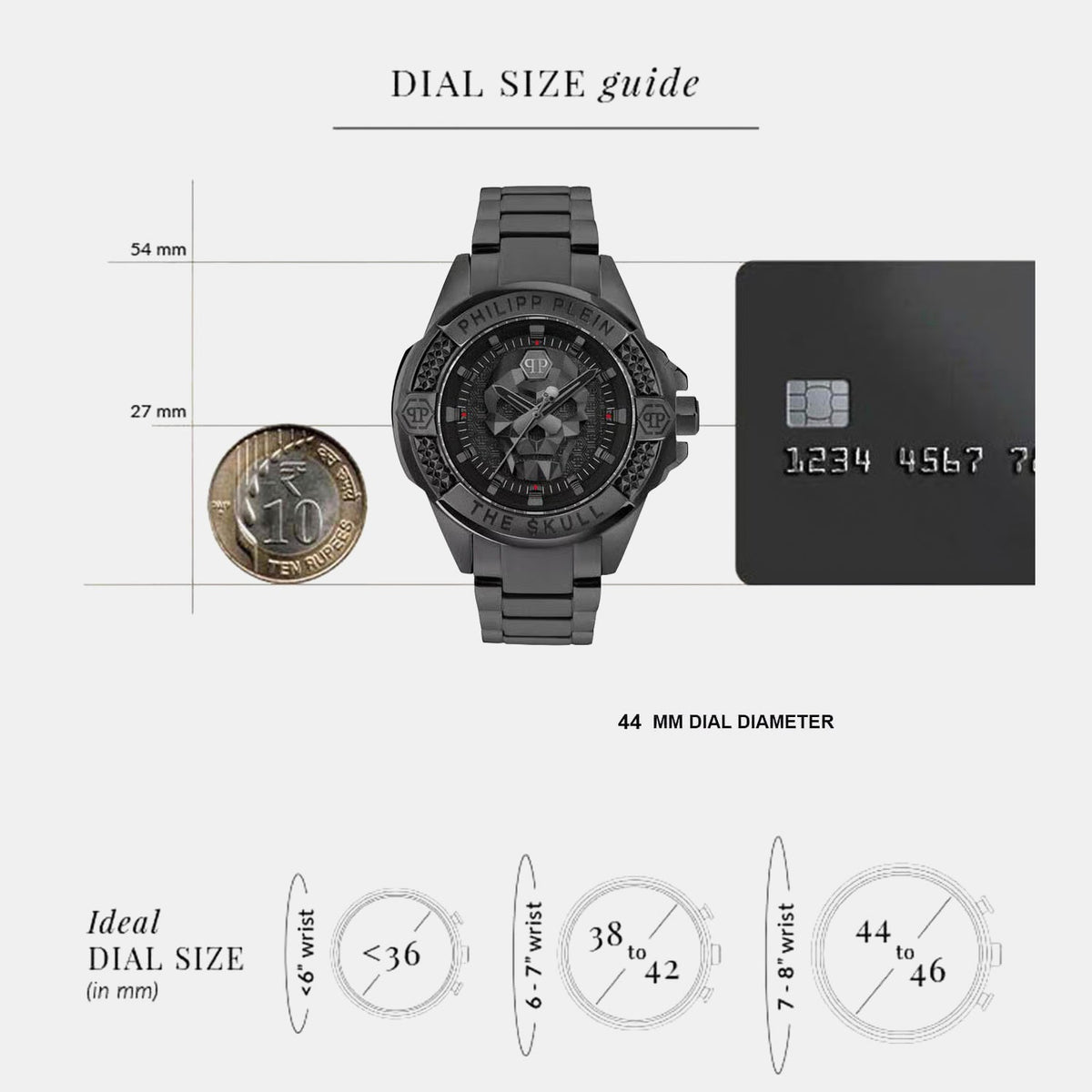 Philipp Plein Men Quartz Black Dial Analog Stainless Steel Watch PWAAA3025