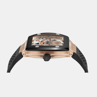 Philipp Plein Men Automatic Rose Gold Dial Analog Silicone Watch Pwbaa0121