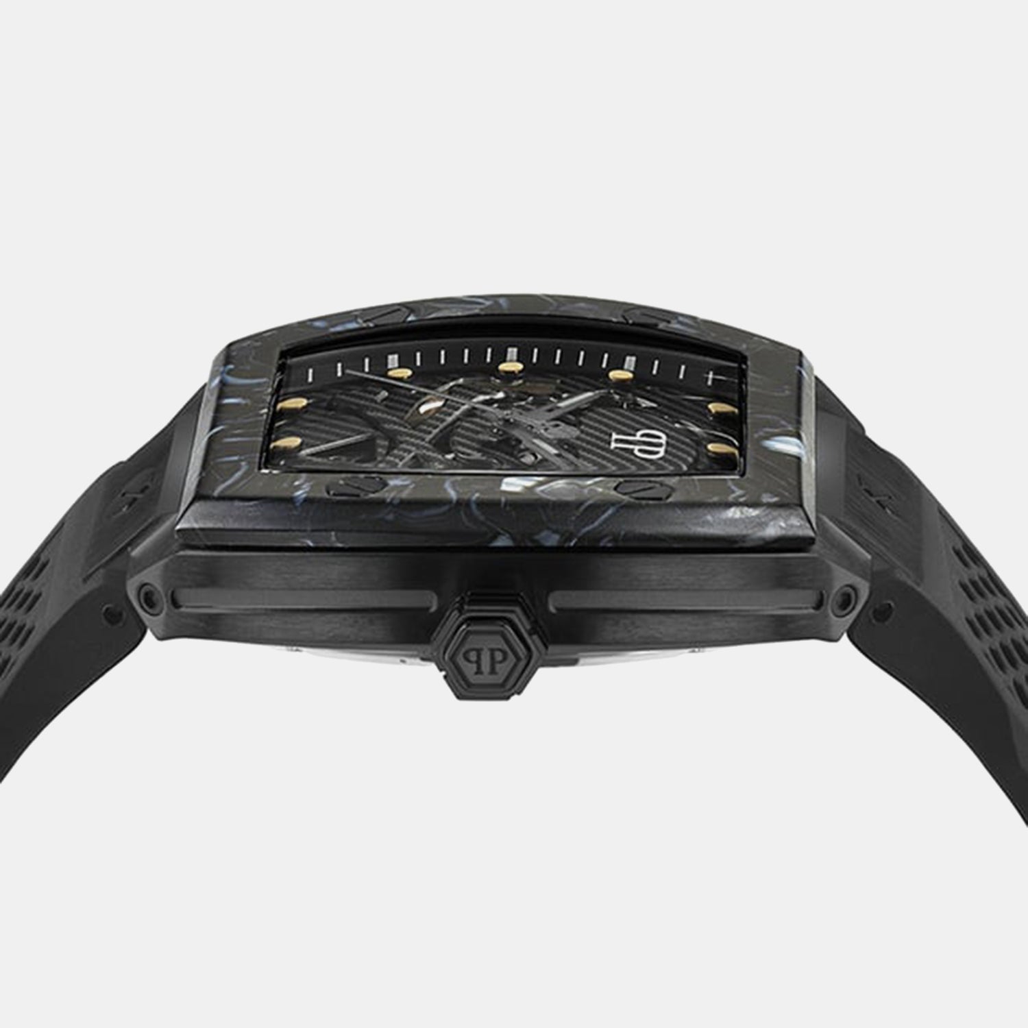 Philipp Plein Baa - The Skeleton 44Mm Men Automatic Black Dial Analog Silicone Watch Pwbaa0221