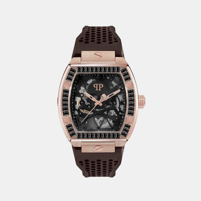 Philipp Plein $Keleton Men Automatic Black Dial Analog Silicone Watch Pwbaa1723