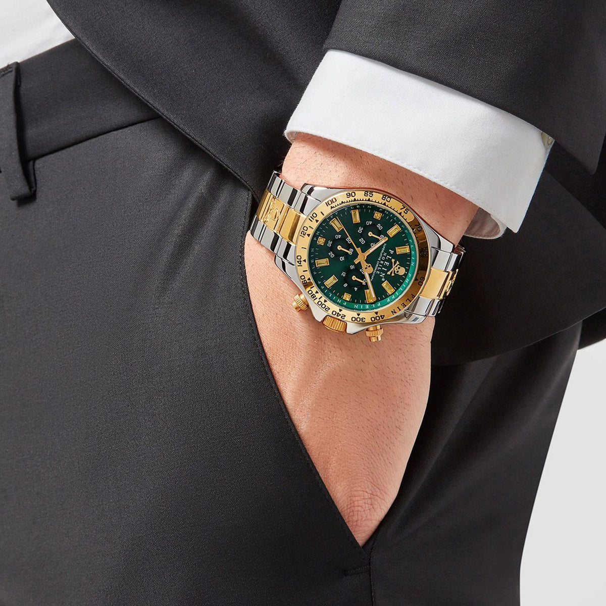 Philipp Plein Women Quartz Green Dial Chronograph Stainless Steel Watch PWCAA0821