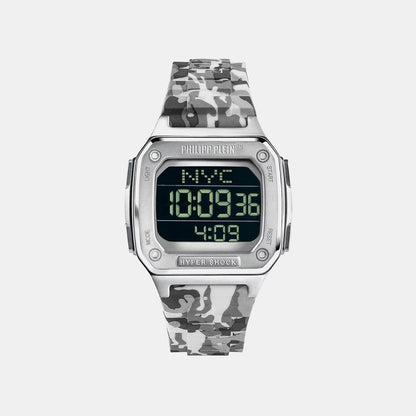 Philipp Plein Haa - Hyper Shock 44Mm Unisex Quartz Black Dial Digital Silicone Watch Pwhaa1522
