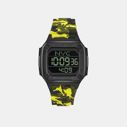 Philipp Plein Haa - Hyper Shock 44Mm Unisex Quartz Black Dial Digital Silicone Watch Pwhaa1722