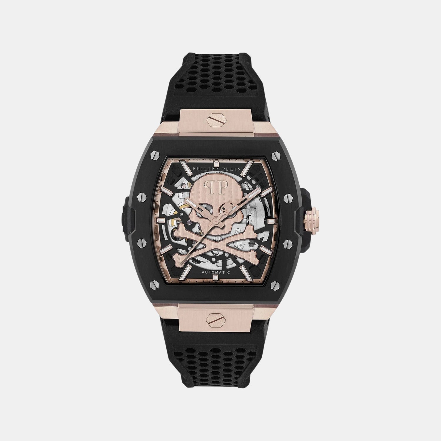 Philipp Plein Men Automatic Black Dial Analog Silicone Watch Pwjfa0225