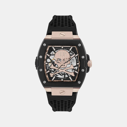 Philipp Plein Men Automatic Black Dial Analog Silicone Watch Pwjfa0225