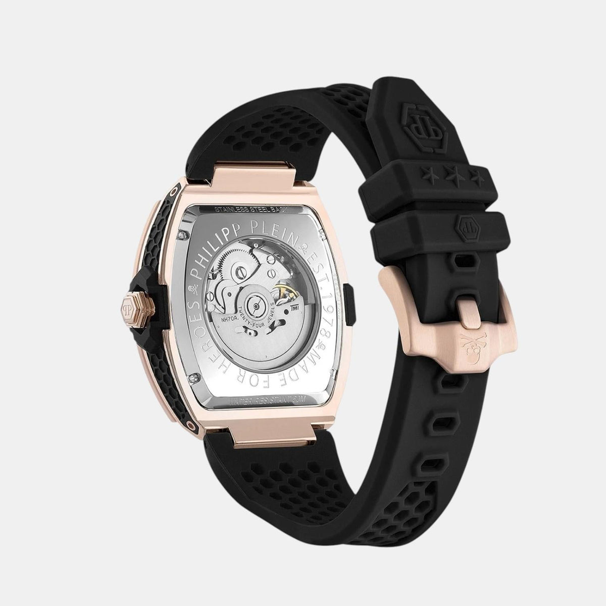 Philipp Plein Men Automatic Black Dial Analog Silicone Watch PWJFA0225