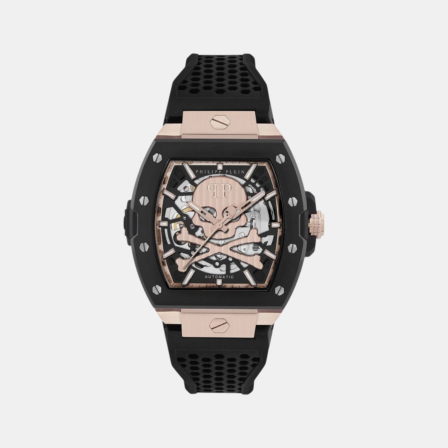 Philipp Plein Men Automatic Black Dial Analog Silicone Watch Pwjfa0225