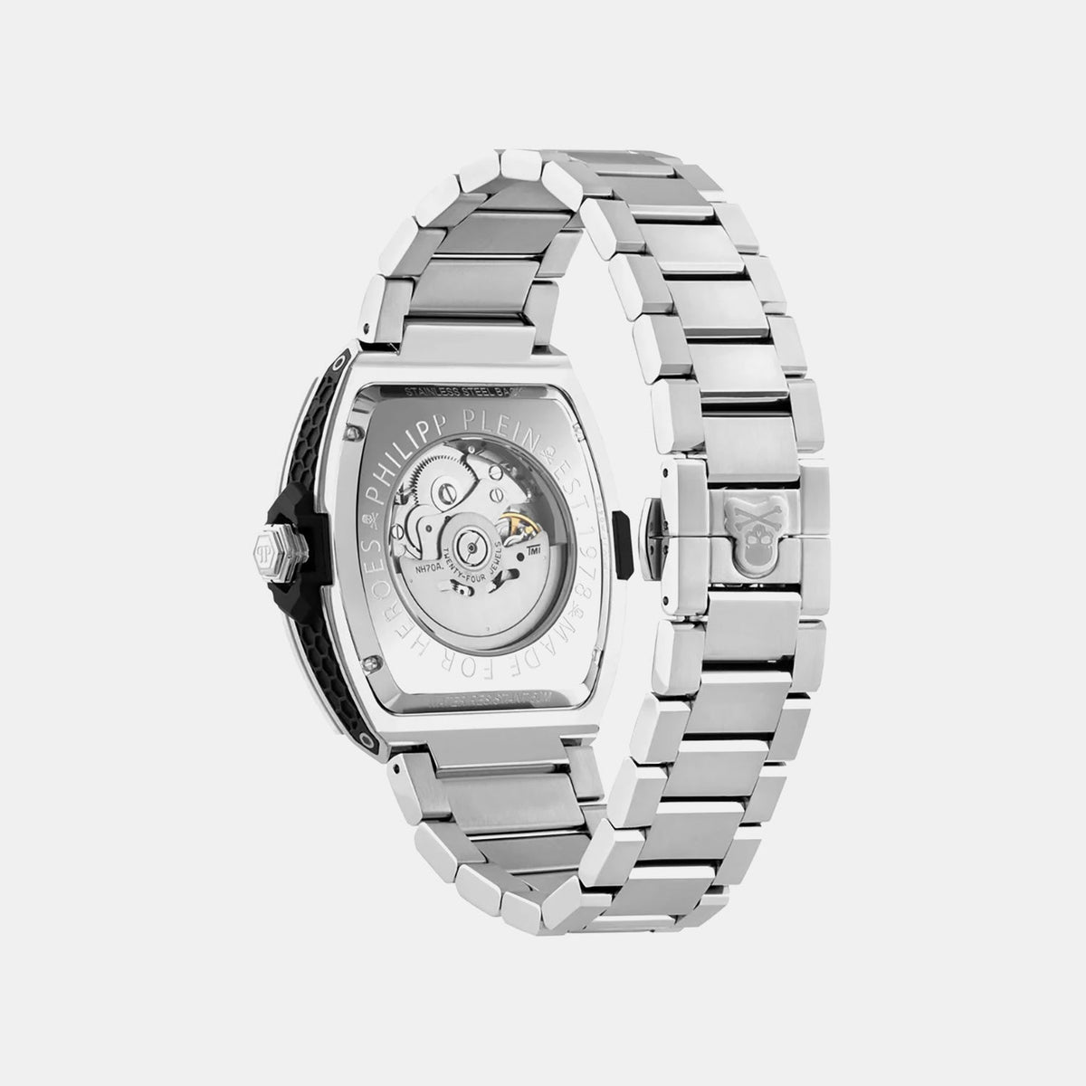 Philipp Plein Jfa-the Skeleton Restyle Men Automatic Silver Dial Analog Stainless Steel Watch PWJFA0425