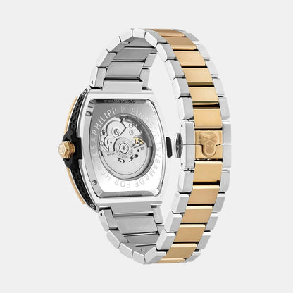 Philipp Plein Men Automatic Silver Dial Analog Stainless Steel Watch PWJFA0525