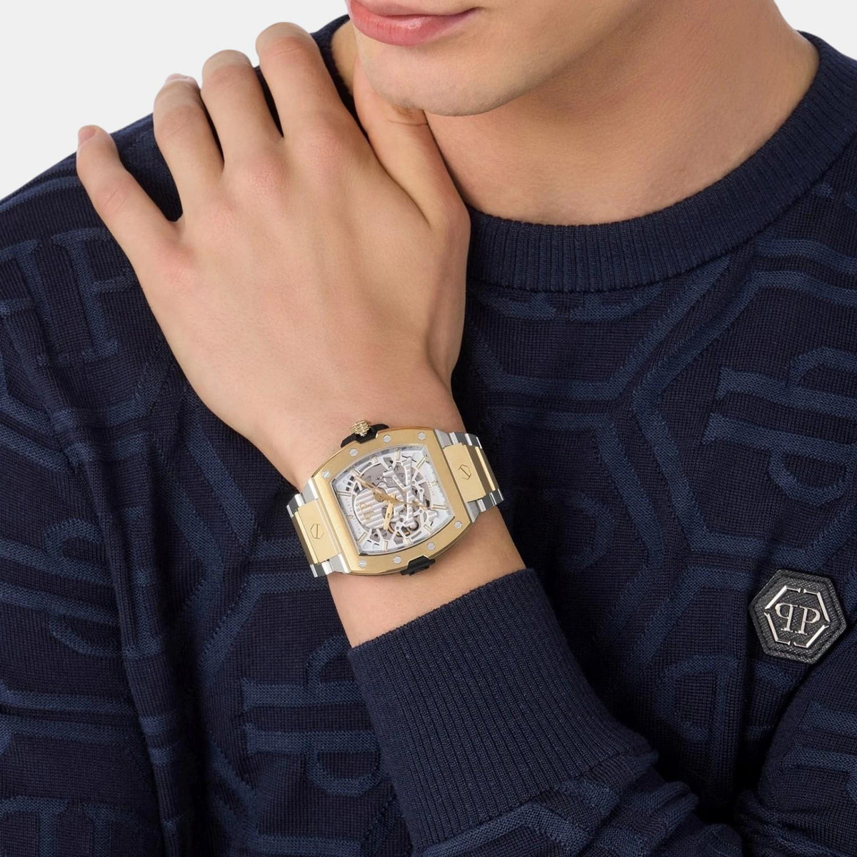 Philipp Plein Men Automatic Silver Dial Analog Stainless Steel Watch PWJFA0525