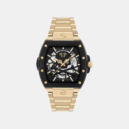 Philipp Plein Men Automatic Black Dial Analog Stainless Steel Watch Pwjfa0625