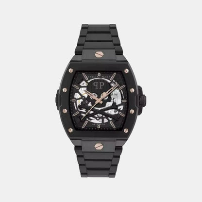 Philipp Plein Men Automatic Black Dial Analog Stainless Steel Watch Pwjfa0725